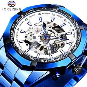 Men's Watch Skeleton Mechanical Luminous Luxury Waterproof Sport Watch Octagon